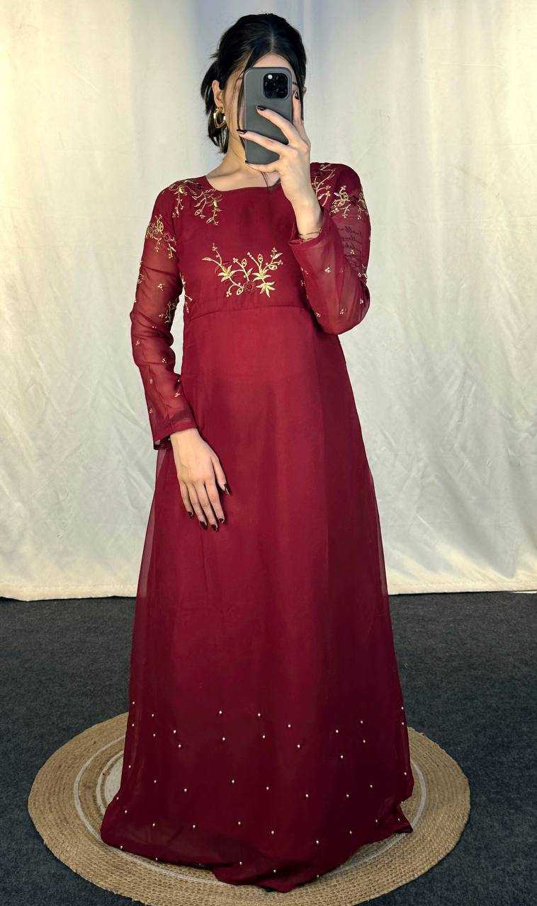 Ynf Georgette KESH544 221 Gowns Wholesale Printed Gowns Fancy Gowns Embroidery Gowns Manufacturer