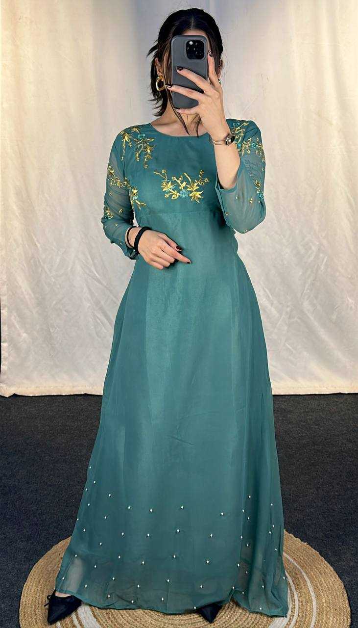 Ynf Georgette KESH544 221 Gowns Wholesale Printed Gowns Fancy Gowns Embroidery Gowns Manufacturer