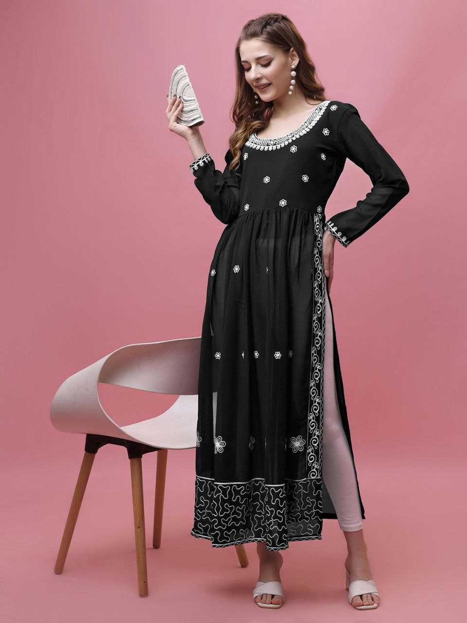 Ynf Georgette KESH552 95 Kurti Wholesale Casual Kurtis Festive Kurtis Anarkali Kurtis Embroidered Kurtis Manufacturer