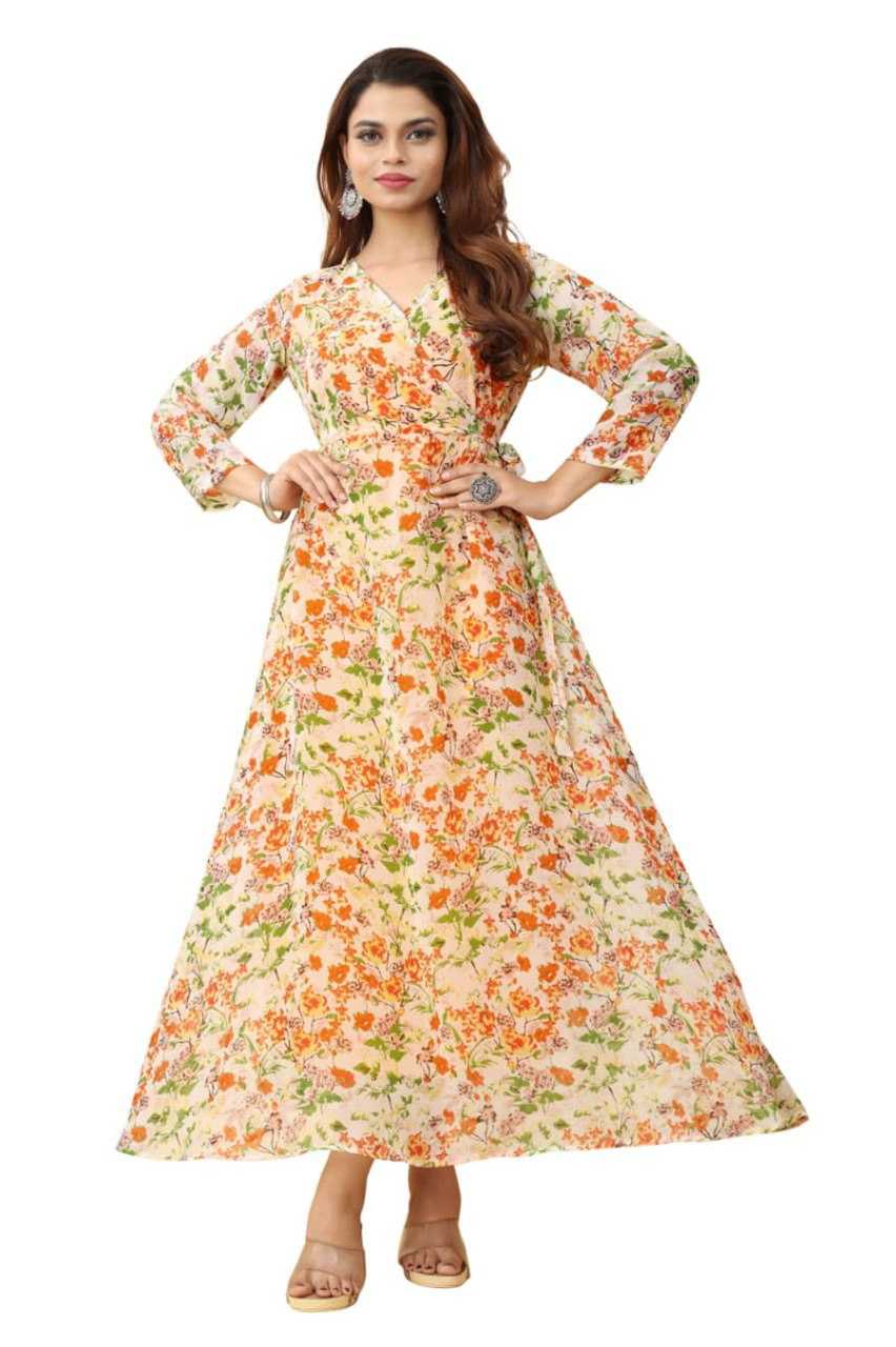 Ynf Georgette KESH559 325 Gowns Wholesale Fancy Gowns Floral Print Gowns Manufacturer