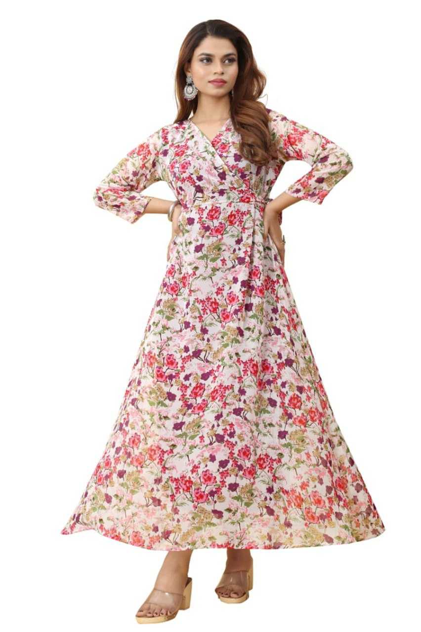 Ynf Georgette KESH559 325 Gowns Wholesale Fancy Gowns Floral Print Gowns Manufacturer