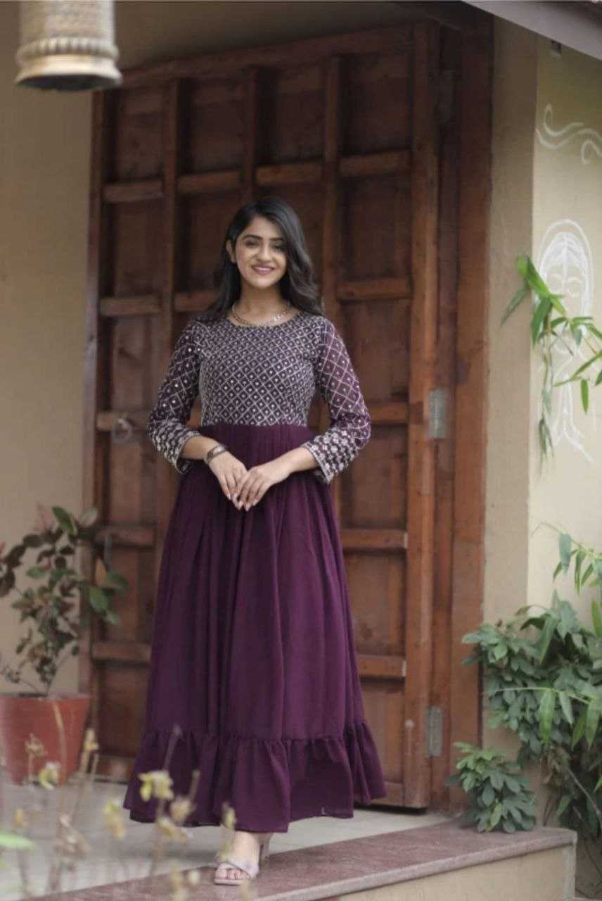 Ynf Georgette KESH559 385 Gowns Western Wears Festive Collections Wholesale Anarkali Gown Georgette Gown Full Sleeve Gowns Manufacturer