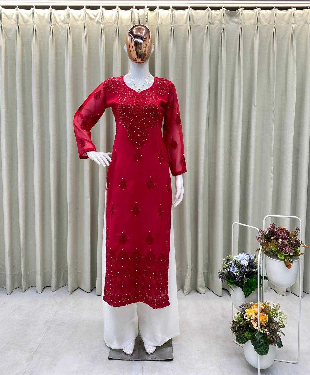 Ynf Georgette RIN110 306 Suits & Dresses Wedding Collections Festive Collections Wholesale Embroidery Suits Palazzo Suit Georgette Suit Manufacturer
