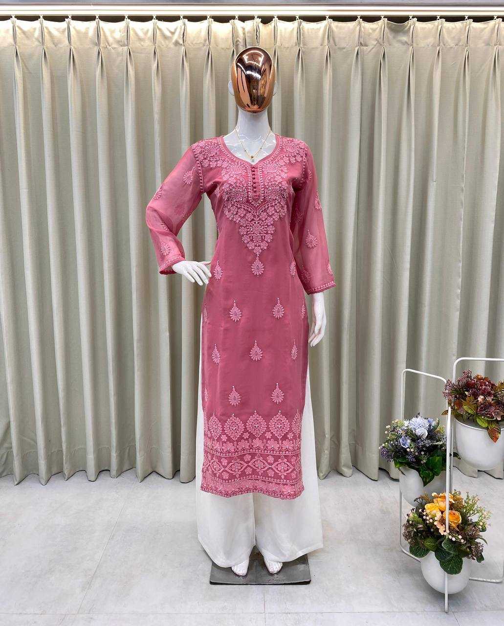 Ynf Georgette RIN110 306 Suits & Dresses Wedding Collections Festive Collections Wholesale Embroidery Suits Palazzo Suit Georgette Suit Manufacturer