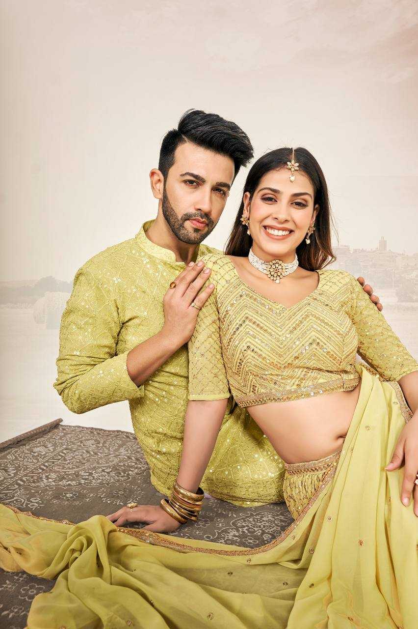 Ynf Georgette RIN131 03 Couple Wear Wholesale Couple Matching Ethnic Outfits Manufacturer