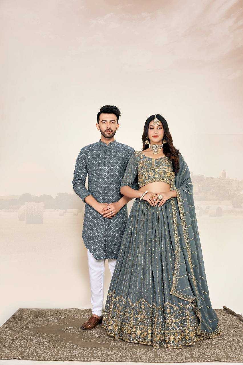 Ynf Georgette RIN131 03 Couple Wear Wholesale Couple Matching Ethnic Outfits Manufacturer