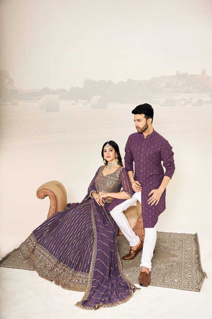 Ynf Georgette RIN131 03 Couple Wear Wholesale Couple Matching Ethnic Outfits Manufacturer