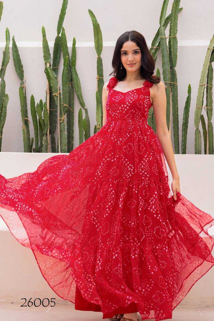 Ynf Georgette RIN131 26001 Gowns Wholesale Printed Gowns Long Gowns Georgette Gown Manufacturer
