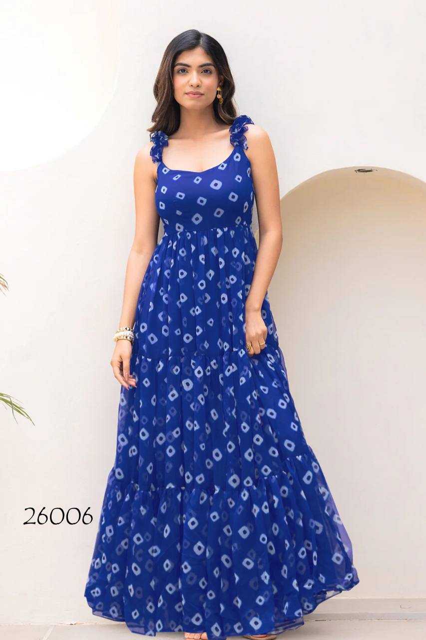 Ynf Georgette RIN131 26001 Gowns Wholesale Printed Gowns Long Gowns Georgette Gown Manufacturer