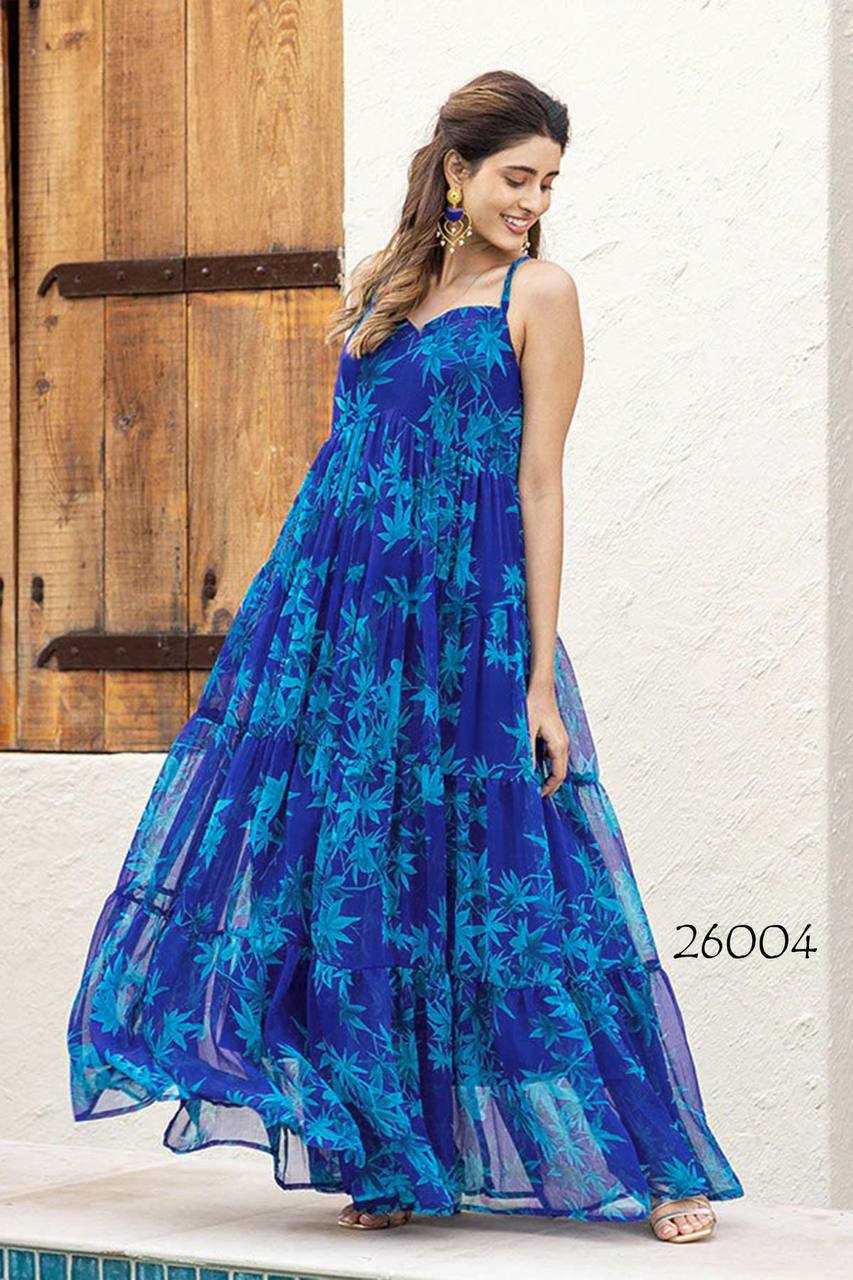 Ynf Georgette RIN131 26001 Gowns Wholesale Printed Gowns Long Gowns Georgette Gown Manufacturer