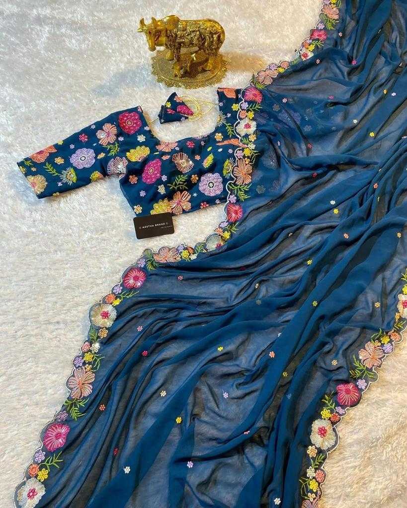 Ynf Georgette RIN134 0251 Sarees Wedding Collections Wholesale Designer Sarees Georgette Sarees Embroidered Sarees Manufacturer