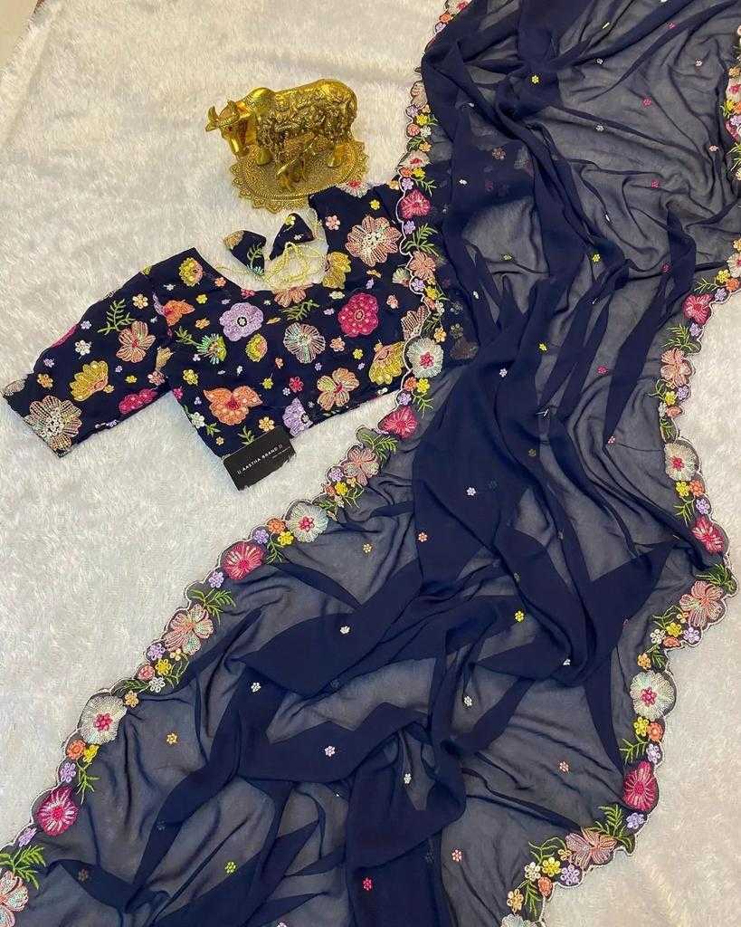 Ynf Georgette RIN134 0251 Sarees Wedding Collections Wholesale Designer Sarees Georgette Sarees Embroidered Sarees Manufacturer