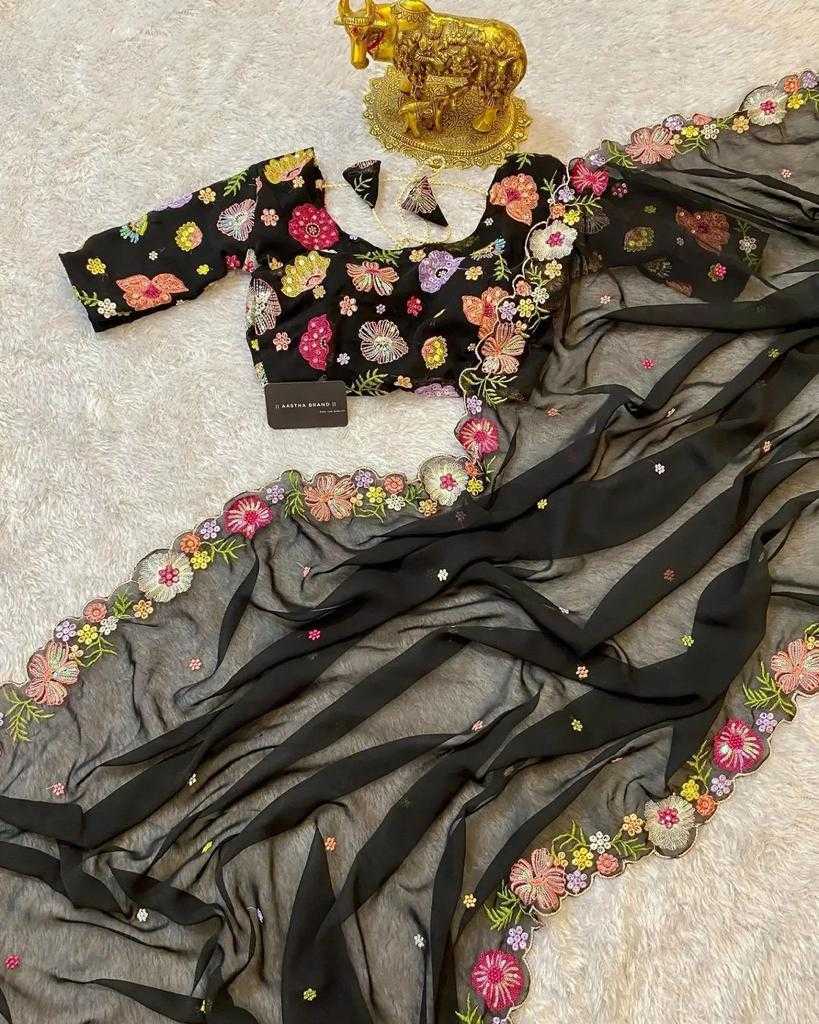 Ynf Georgette RIN134 0251 Sarees Wedding Collections Wholesale Designer Sarees Georgette Sarees Embroidered Sarees Manufacturer