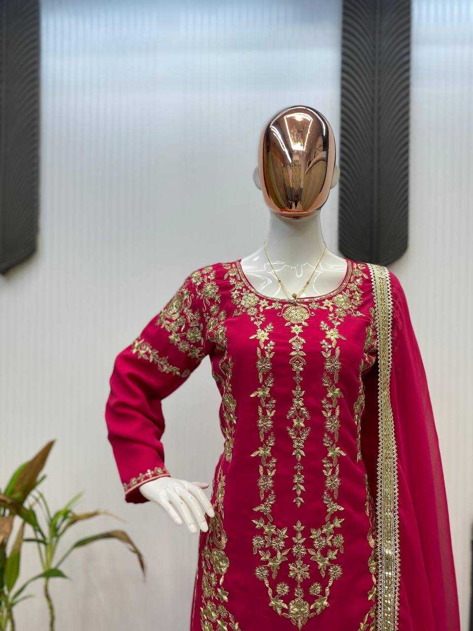 Ynf Georgette RIN141 1964 Suits & Dresses Wedding Collections Festive Collections Wholesale Sharara Salwar Suits Georgette Suit Embroidered Suits Manufacturer