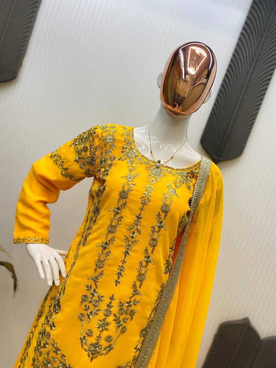 Ynf Georgette RIN141 1964 Suits & Dresses Wedding Collections Festive Collections Wholesale Sharara Salwar Suits Georgette Suit Embroidered Suits Manufacturer