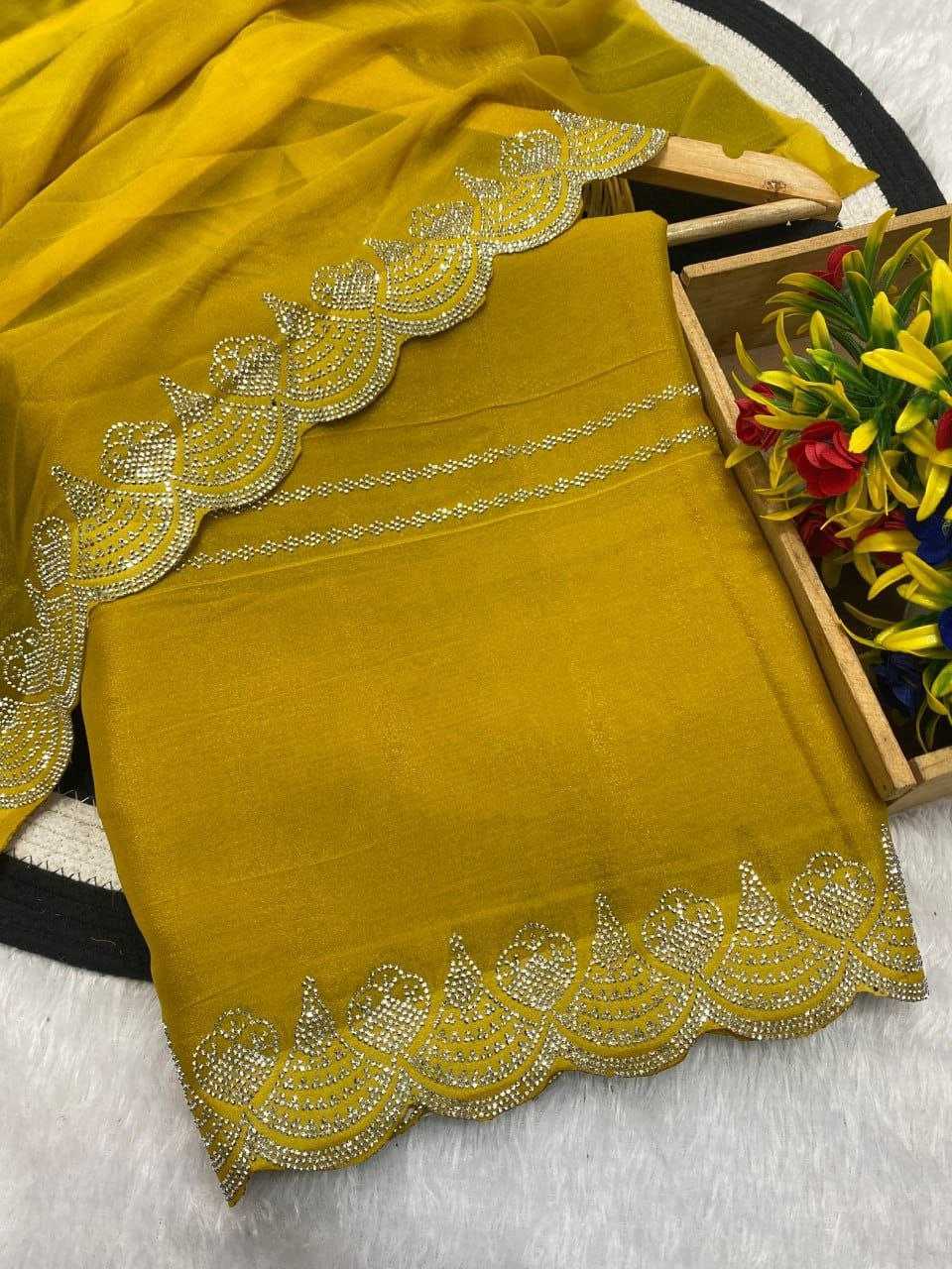 Ynf Georgette RIN216 Harshita Sarees Wholesale Party Wear Sarees Fancy Sarees Stone Work Saree Cutwork Saree Manufacturer