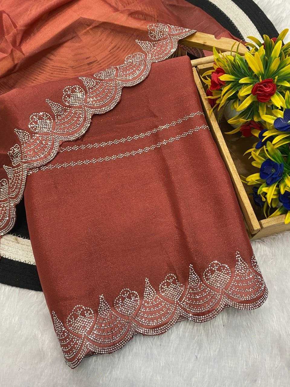 Ynf Georgette RIN216 Harshita Sarees Wholesale Party Wear Sarees Fancy Sarees Stone Work Saree Cutwork Saree Manufacturer