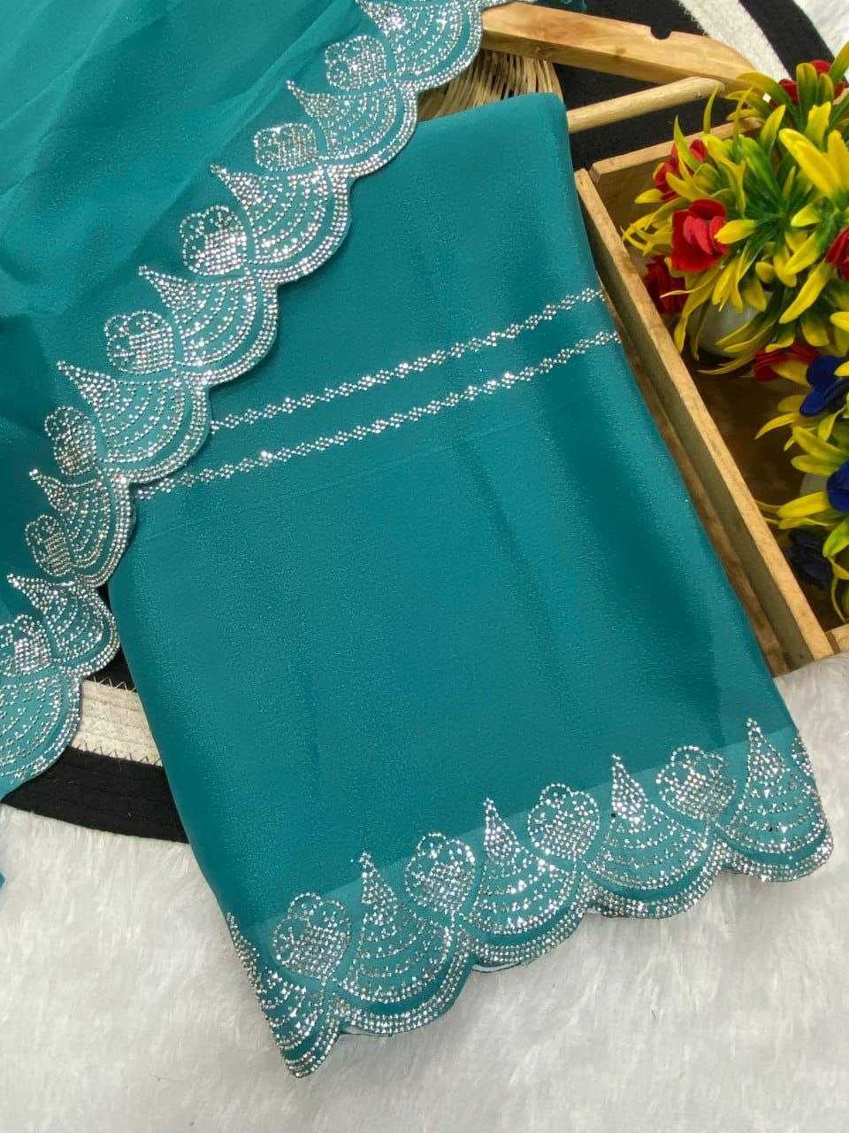 Ynf Georgette RIN216 Harshita Sarees Wholesale Party Wear Sarees Fancy Sarees Stone Work Saree Cutwork Saree Manufacturer