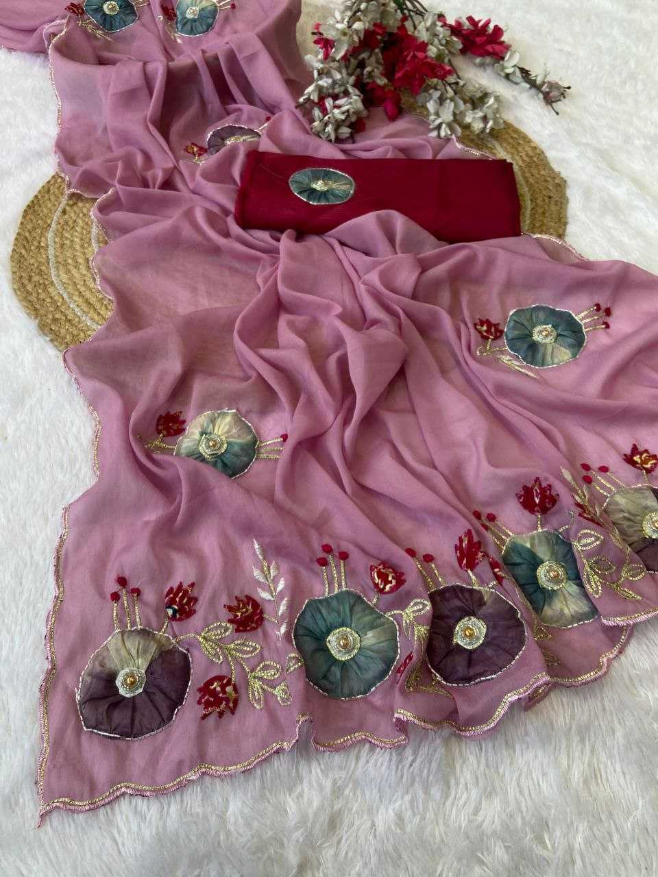 Ynf Georgette RIN216 shyama Sarees Wholesale Fancy Sarees Hand Work Sarees Embroidered Sarees Manufacturer