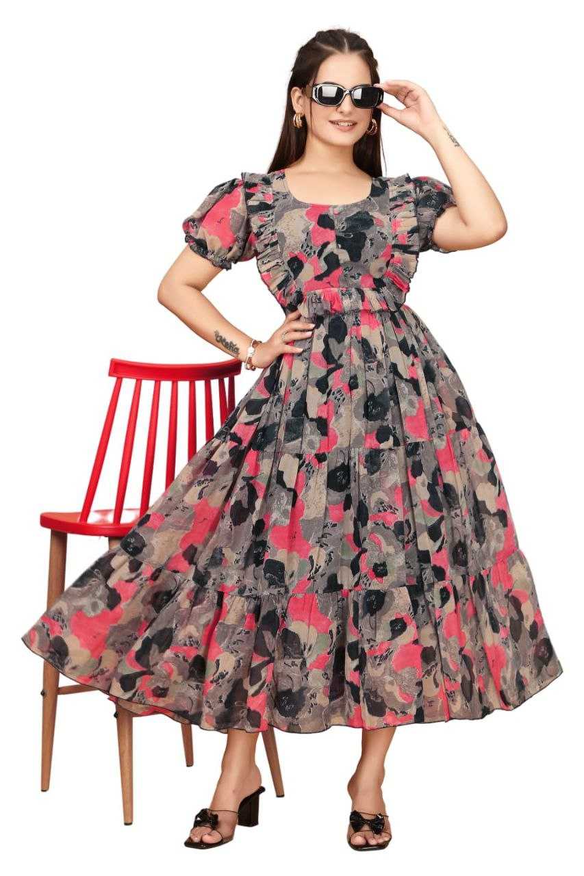 Ynf Georgette RIN220 Gow printed Gowns Wholesale Printed Gowns Manufacturer