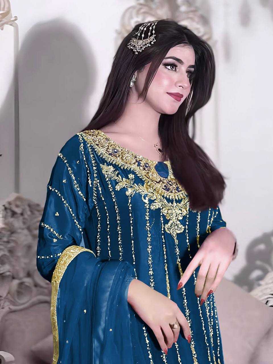 Ynf Heavy Chinnon Silk KESH141 1085 Suits & Dresses Wedding Collections Festive Collections Wholesale Embroidery Suits Palazzo Suit Wedding Outfits Manufacturer