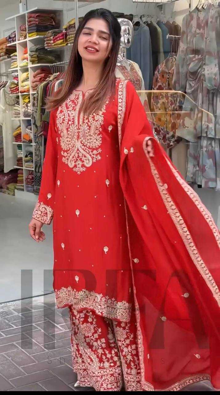 Ynf Heavy Chinnon Silk KESH523 271 Suits & Dresses Wedding Collections Festive Collections Wholesale Sharara Salwar Suits Embroidered Suits Wedding Outfits Manufacturer