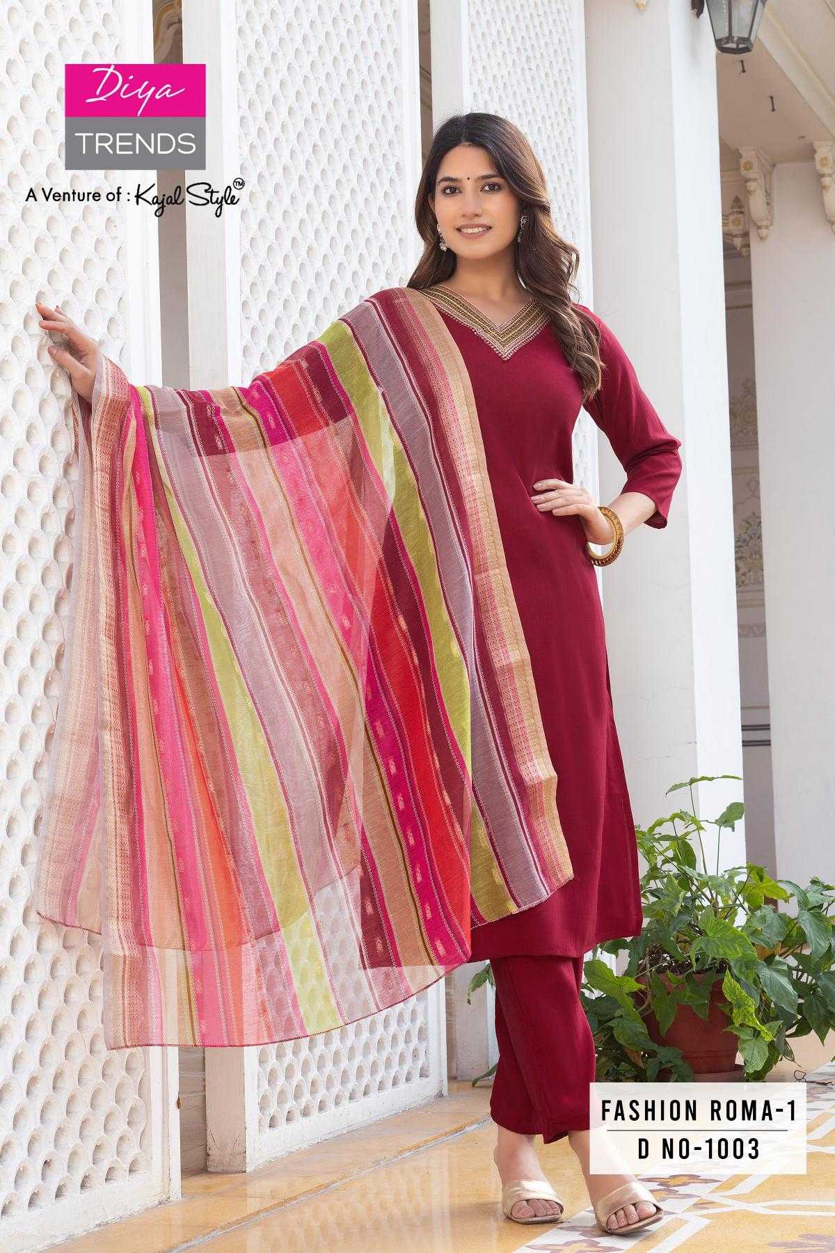 Ynf Heavy Roman Silk RIN190 DIYA TRENDS-Kajal Style Setwise Collections Wholesale Kurtis Catalogs Manufacturer