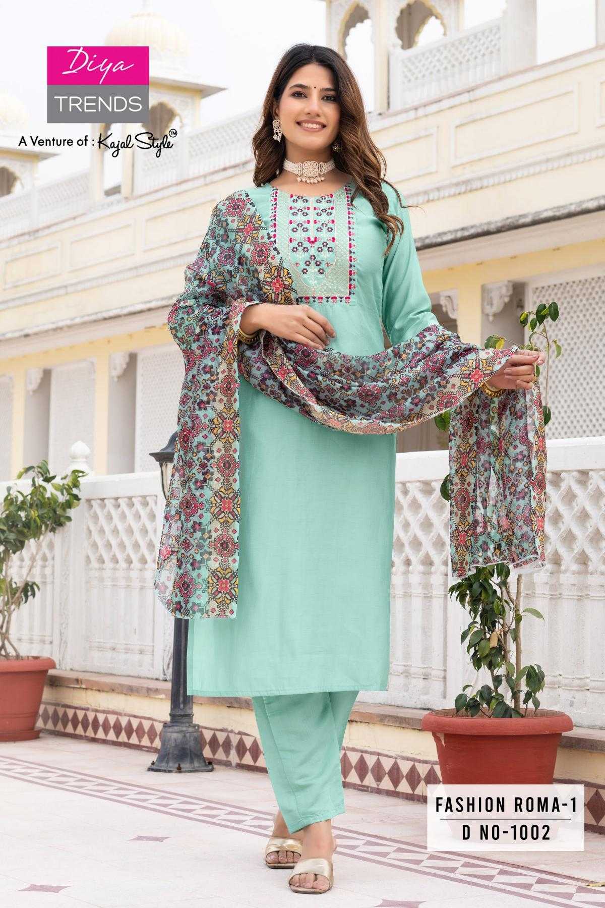Ynf Heavy Roman Silk RIN190 DIYA TRENDS-Kajal Style Setwise Collections Wholesale Kurtis Catalogs Manufacturer
