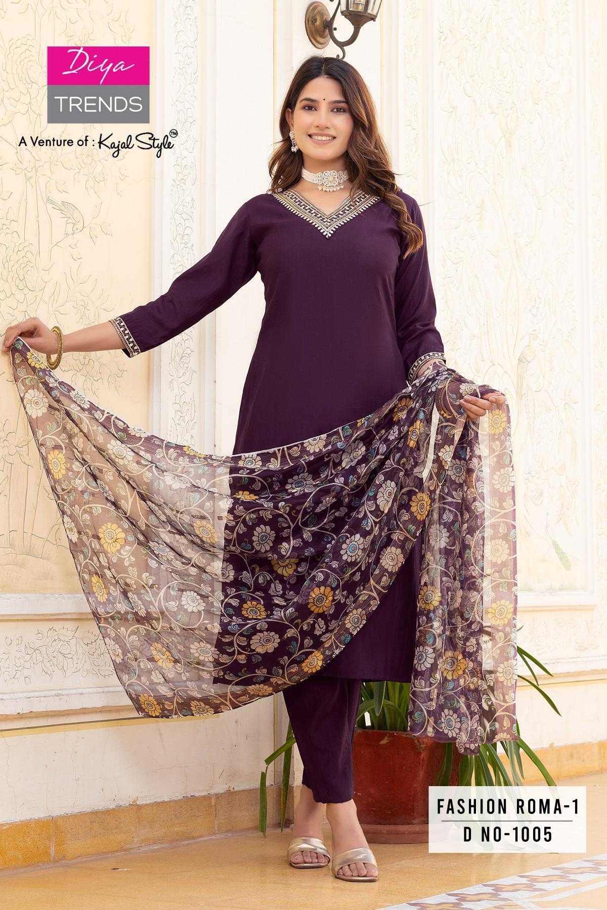 Ynf Heavy Roman Silk RIN190 DIYA TRENDS-Kajal Style Setwise Collections Wholesale Kurtis Catalogs Manufacturer