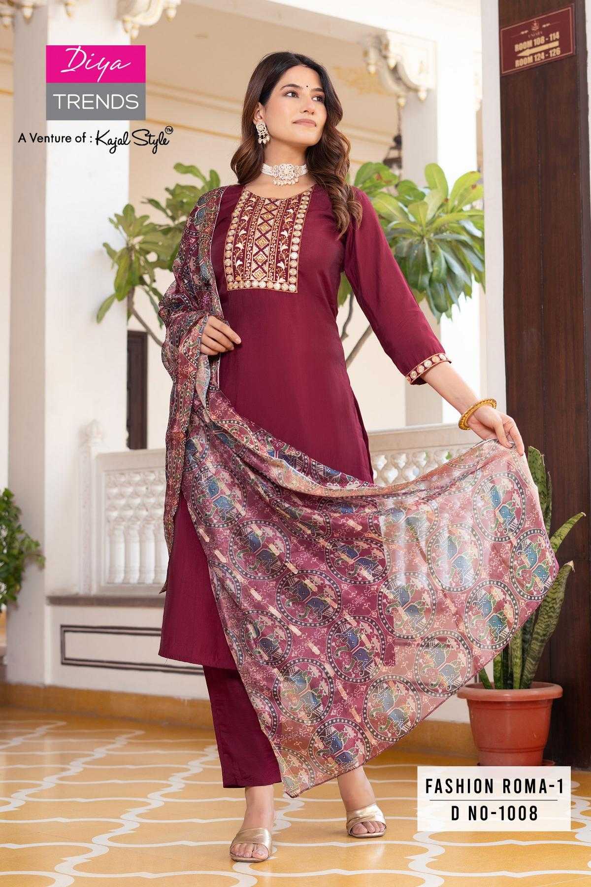Ynf Heavy Roman Silk RIN190 DIYA TRENDS-Kajal Style Setwise Collections Wholesale Kurtis Catalogs Manufacturer
