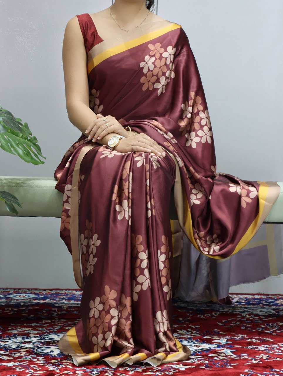 Ynf Japan Sartin RIN119 1207 Sarees Wholesale Printed Sarees Crape Satin Sarees Satin Sarees Manufacturer