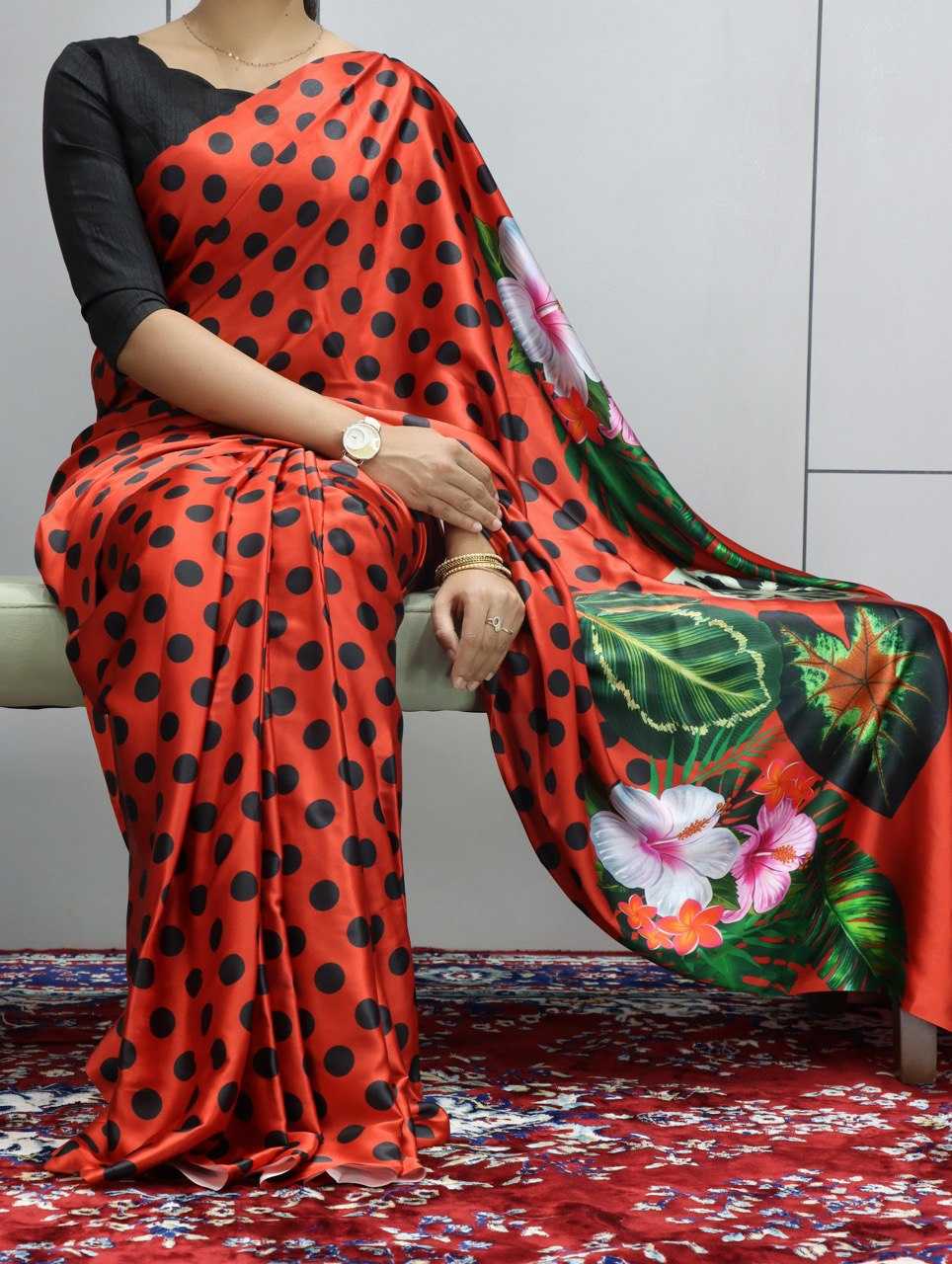 Ynf Japan Sartin RIN119 1207 Sarees Wholesale Printed Sarees Crape Satin Sarees Satin Sarees Manufacturer