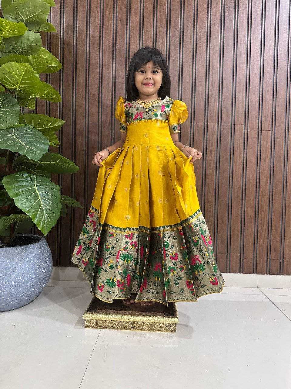 Ynf Kanjivaram Silk RIN161 RAKHI Kids Wear Wholesale Kids Gown Kids Traditional Outfits Kids Silk Dress Manufacturer