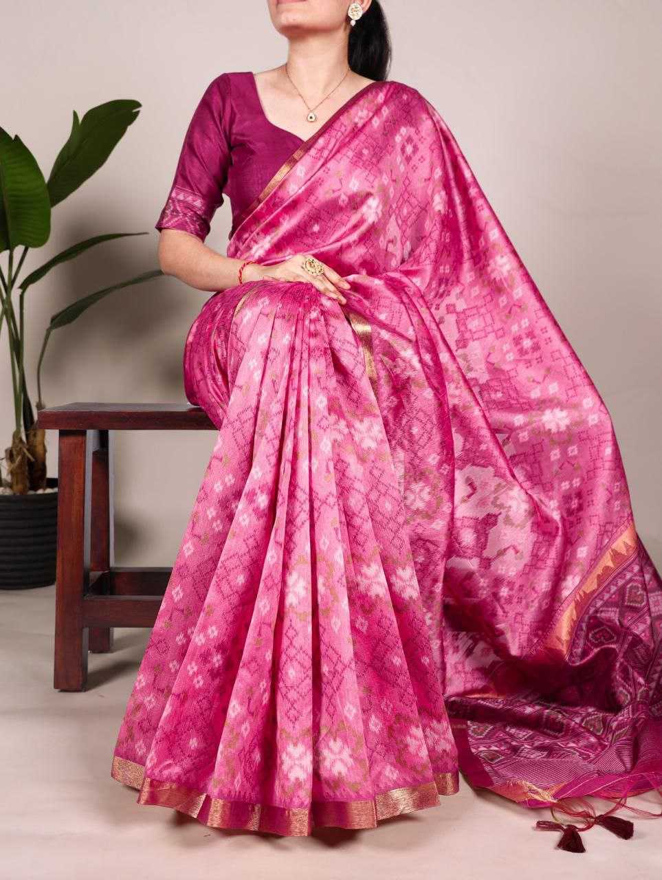 Ynf Khadi KESH532 TULSI PATOLA 4 Silk Sarees Wholesale Ikkat Silk Sarees Manufacturer