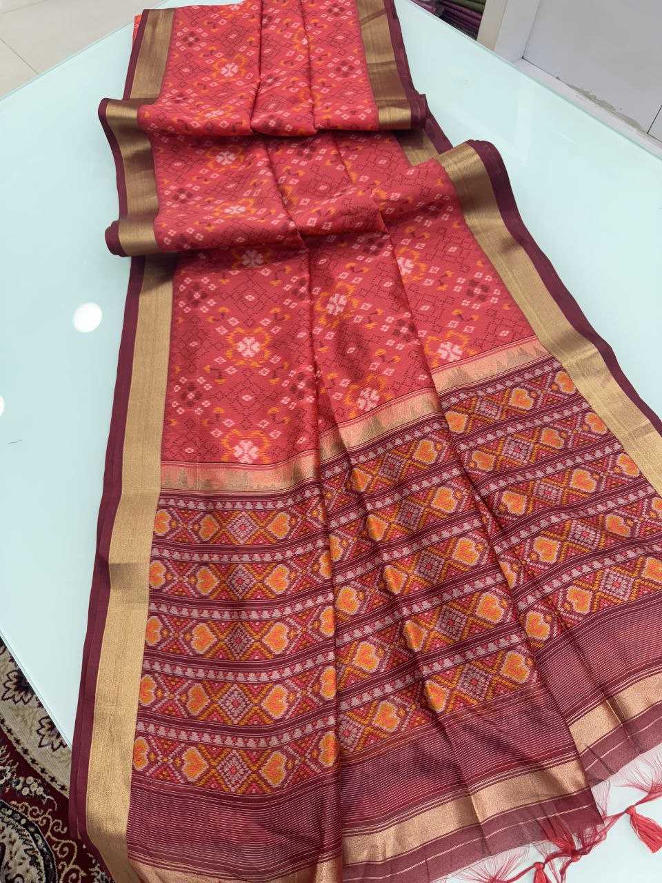 Ynf Khadi KESH532 TULSI PATOLA 4 Silk Sarees Wholesale Ikkat Silk Sarees Manufacturer