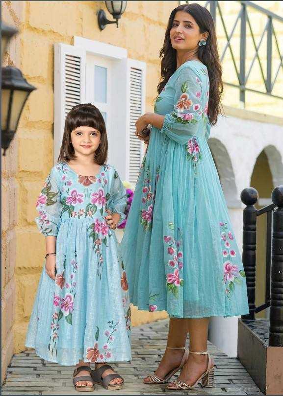 Ynf Kota Checks RIN131 1301 Mother & Daughter Combo Wholesale Mother Daughter Matching Gowns Manufacturer
