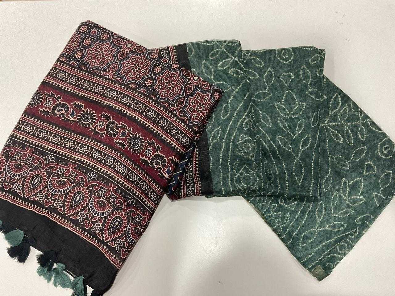 Ynf Linen KESH484 FULFILL Sarees Wholesale Printed Sarees Ajrakh Sarees Linen Sarees Manufacturer