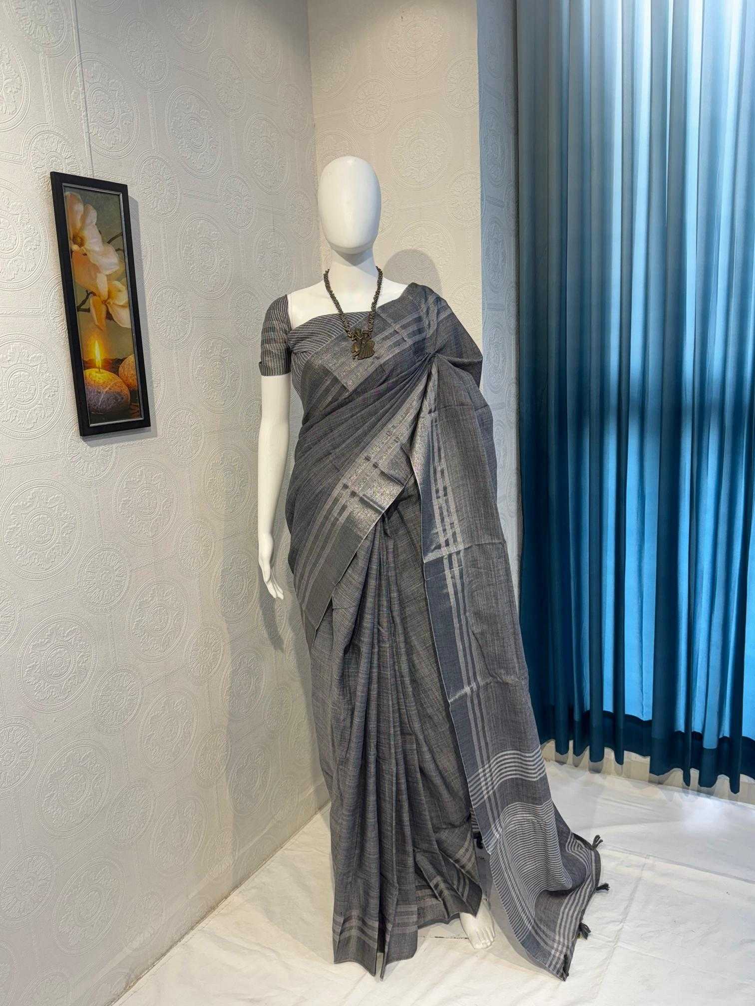 Ynf Linen RIN118 EKTA Sarees Wholesale Designer Sarees Zari Border Sarees Linen Sarees Manufacturer