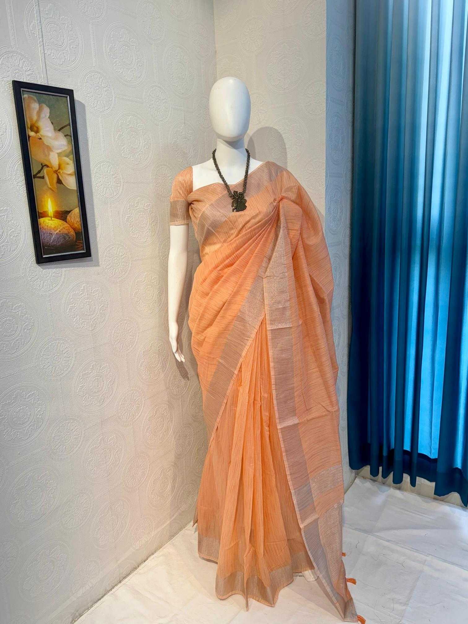 Ynf Linen RIN118 EKTA Sarees Wholesale Designer Sarees Zari Border Sarees Linen Sarees Manufacturer