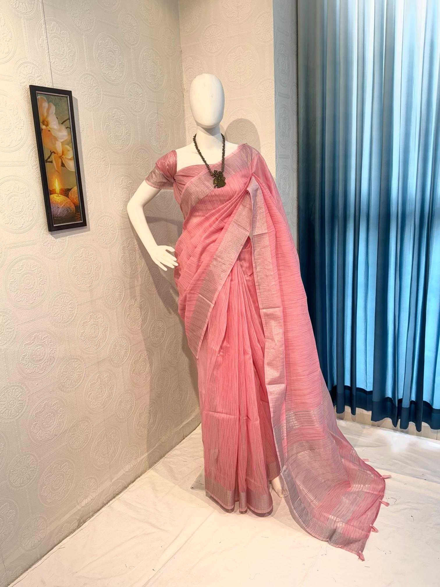 Ynf Linen RIN118 EKTA Sarees Wholesale Designer Sarees Zari Border Sarees Linen Sarees Manufacturer