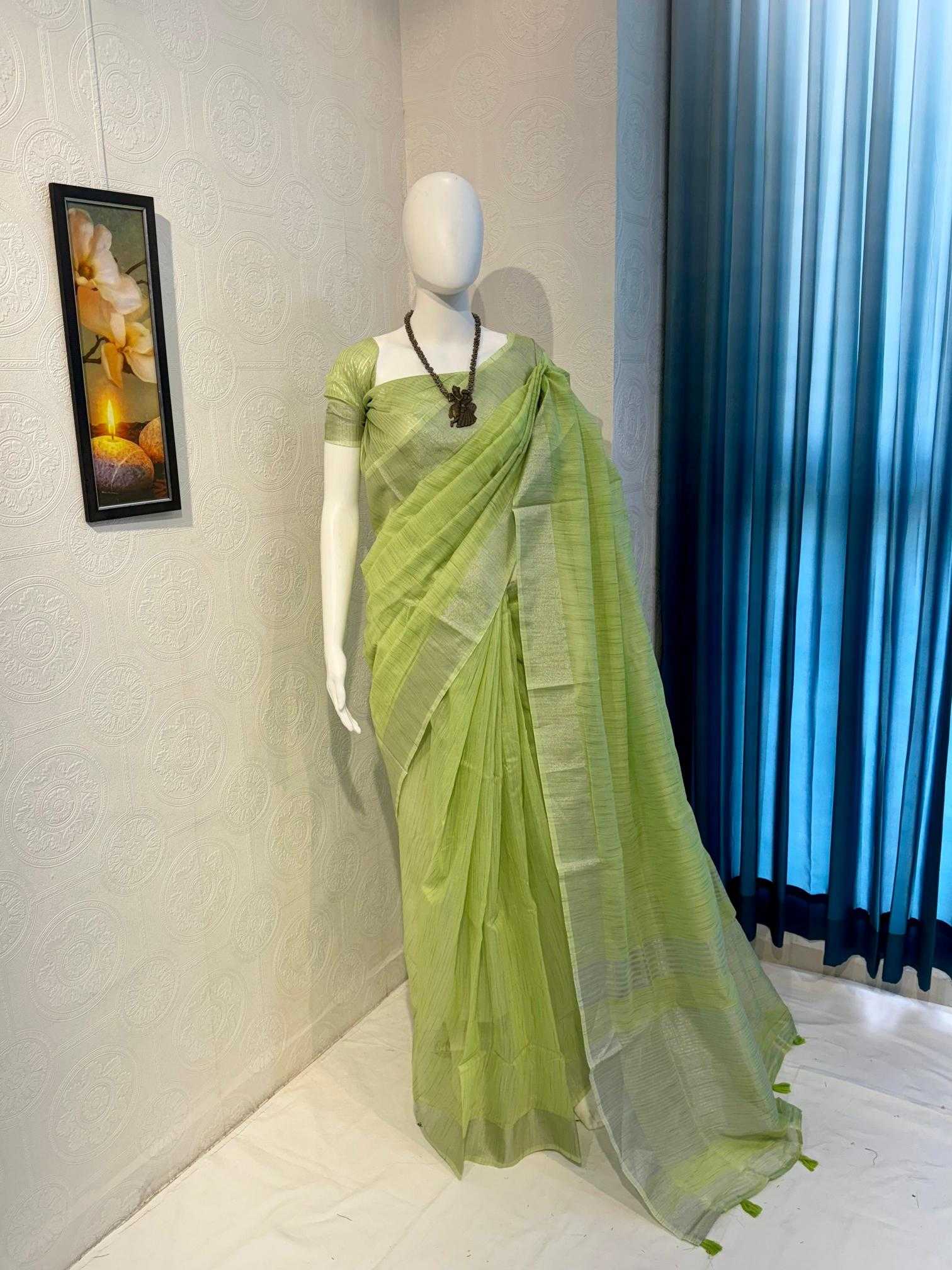 Ynf Linen RIN118 EKTA Sarees Wholesale Designer Sarees Zari Border Sarees Linen Sarees Manufacturer