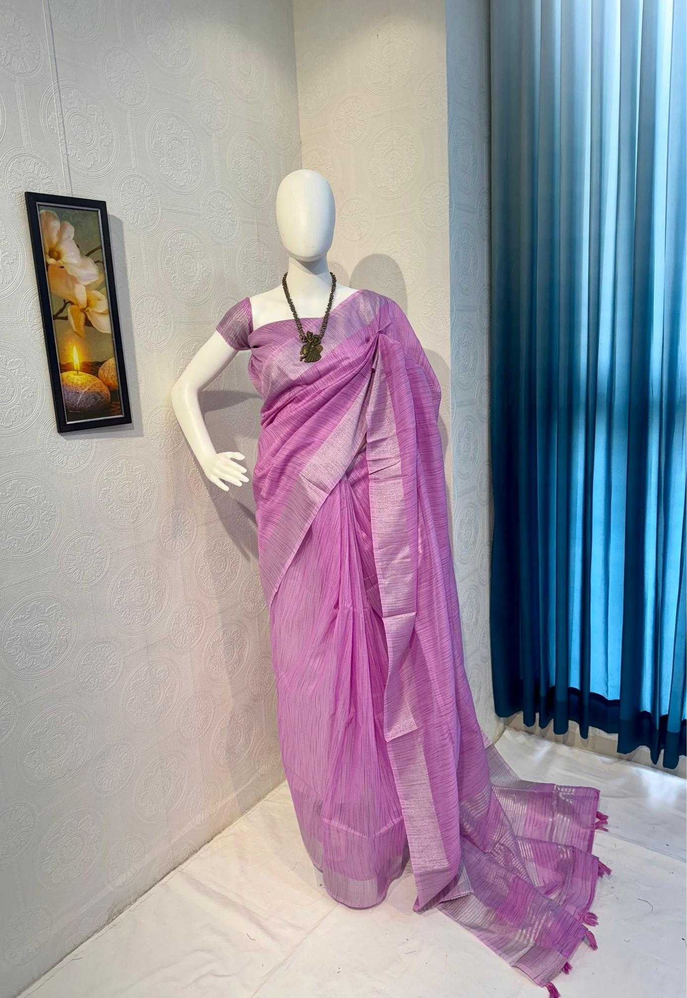 Ynf Linen RIN118 EKTA Sarees Wholesale Designer Sarees Zari Border Sarees Linen Sarees Manufacturer