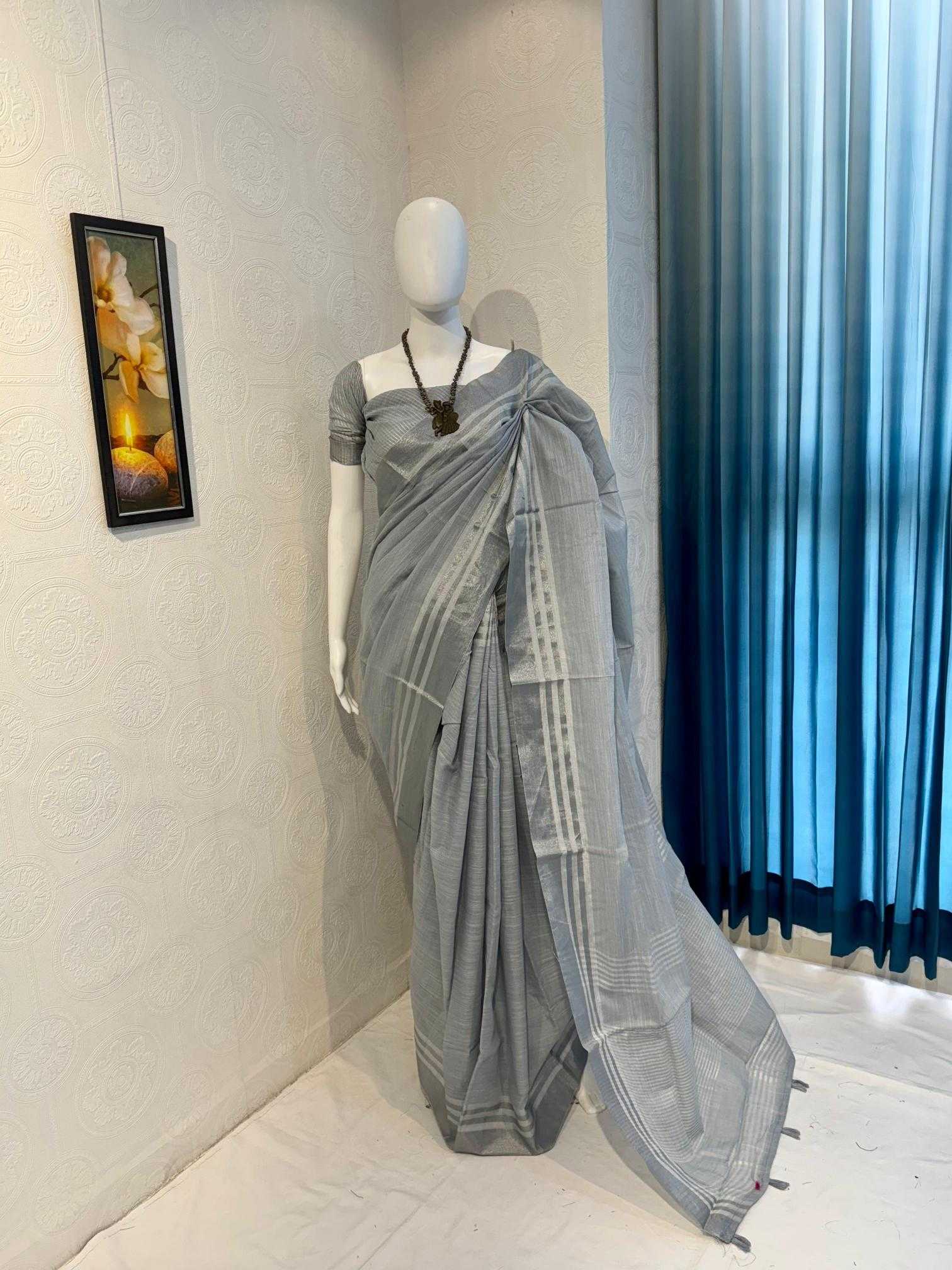 Ynf Linen RIN118 EKTA Sarees Wholesale Designer Sarees Zari Border Sarees Linen Sarees Manufacturer