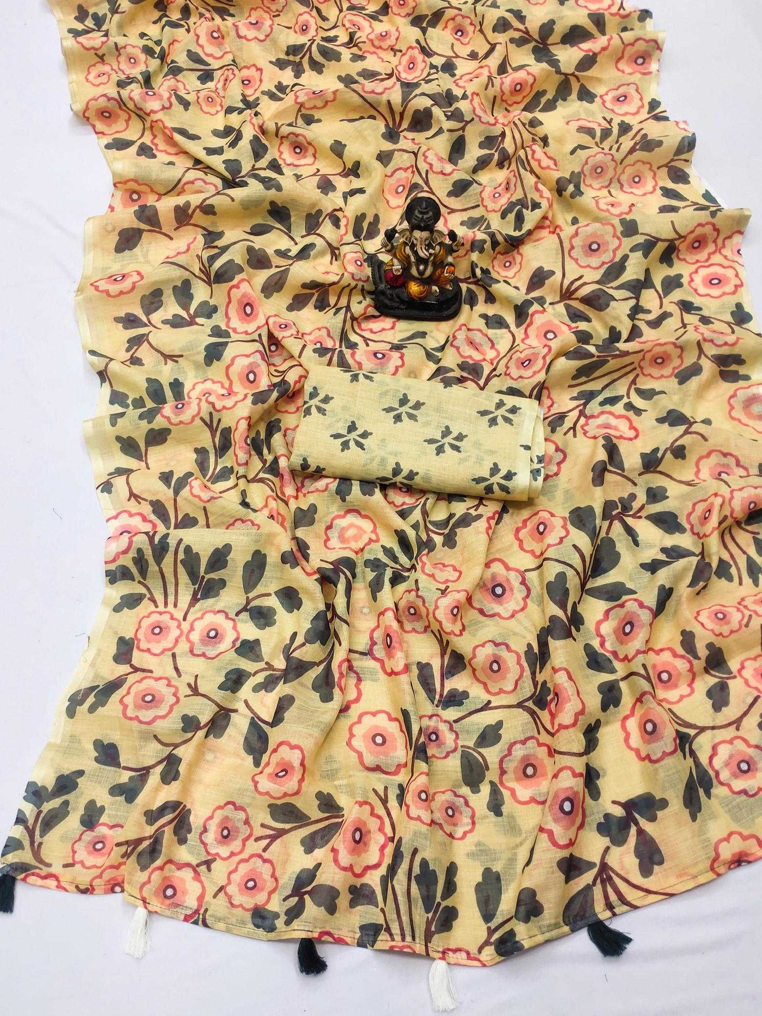 Ynf Linen RIN183 GARIMA Sarees Wholesale Printed Sarees Ikkat Saree Linen Sarees Manufacturer