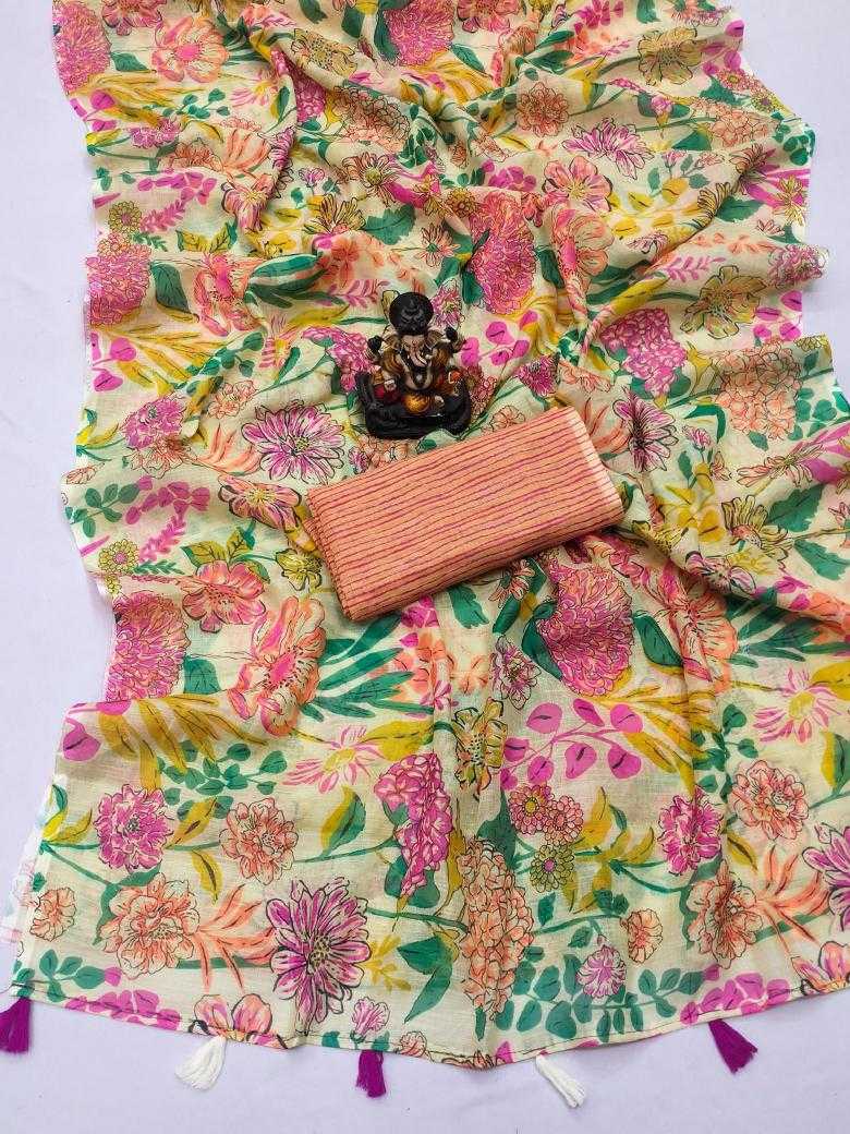Ynf Linen RIN183 GARIMA Sarees Wholesale Printed Sarees Ikkat Saree Linen Sarees Manufacturer