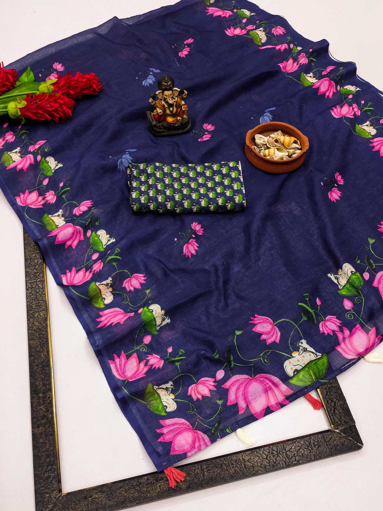 Ynf Linen RIN183 RANGDARI Sarees Wedding Collections Wholesale Printed Sarees Ikkat Saree Linen Sarees Manufacturer