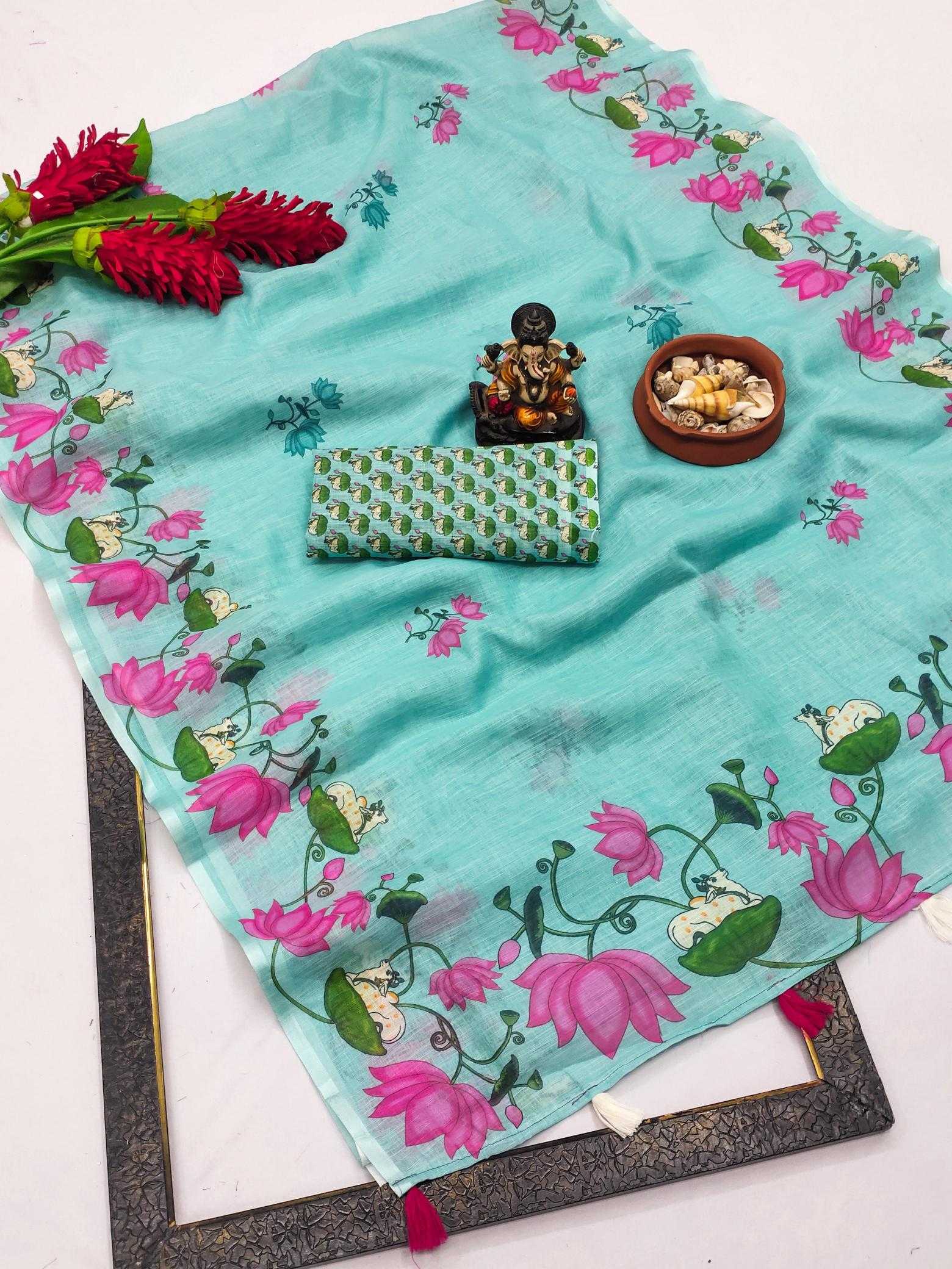 Ynf Linen RIN183 RANGDARI Sarees Wedding Collections Wholesale Printed Sarees Ikkat Saree Linen Sarees Manufacturer