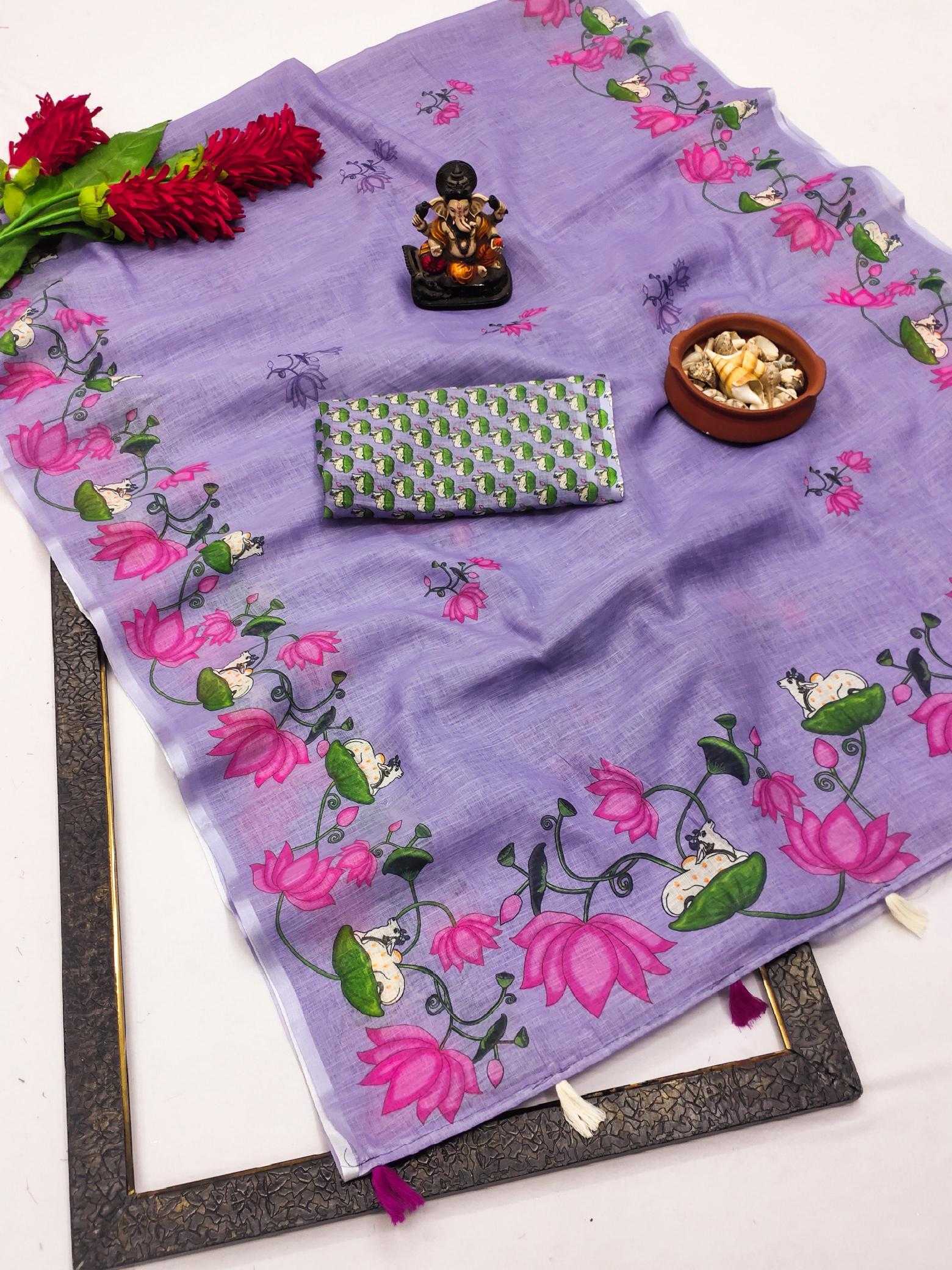 Ynf Linen RIN183 RANGDARI Sarees Wedding Collections Wholesale Printed Sarees Ikkat Saree Linen Sarees Manufacturer