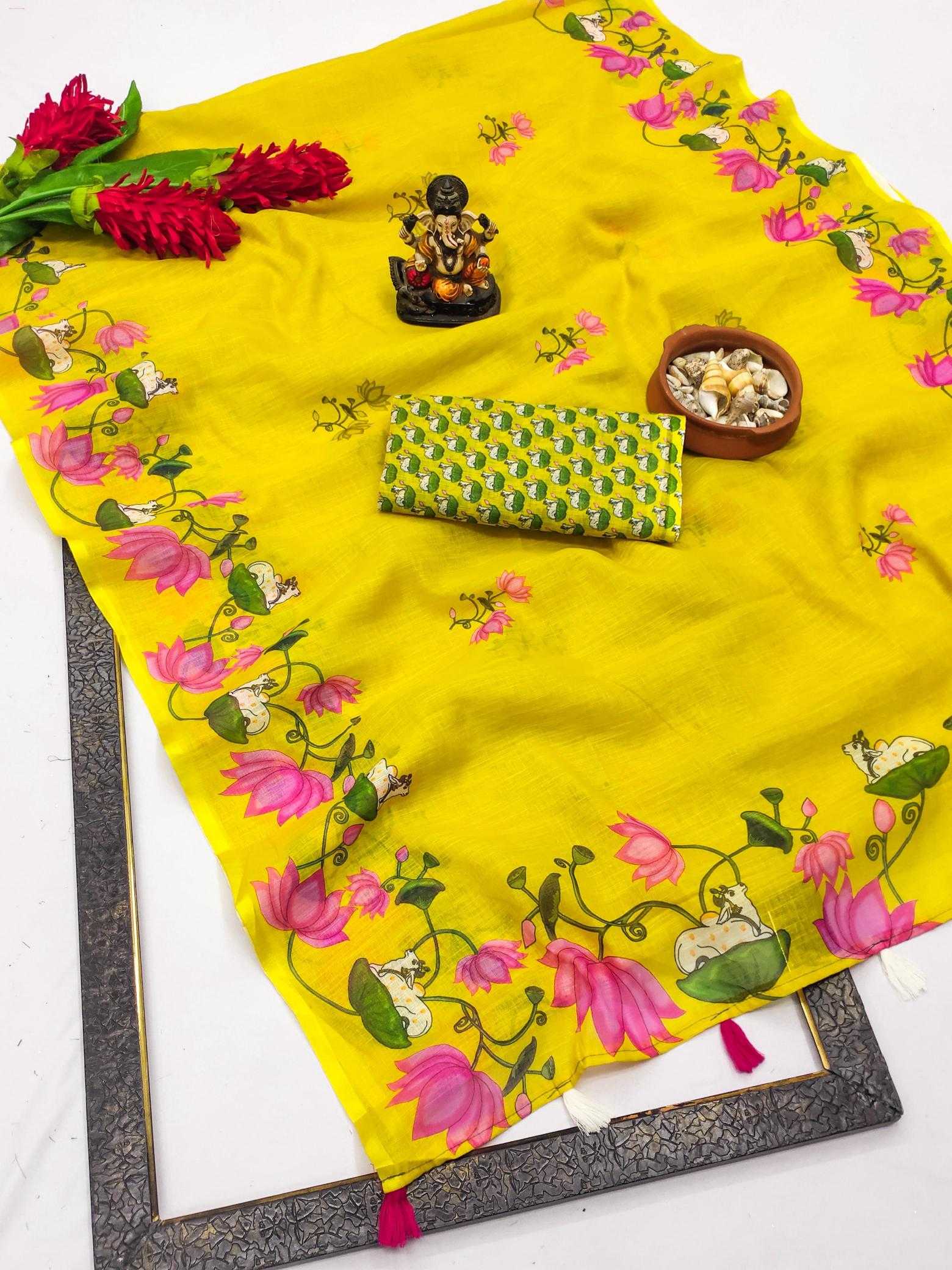 Ynf Linen RIN183 RANGDARI Sarees Wedding Collections Wholesale Printed Sarees Ikkat Saree Linen Sarees Manufacturer