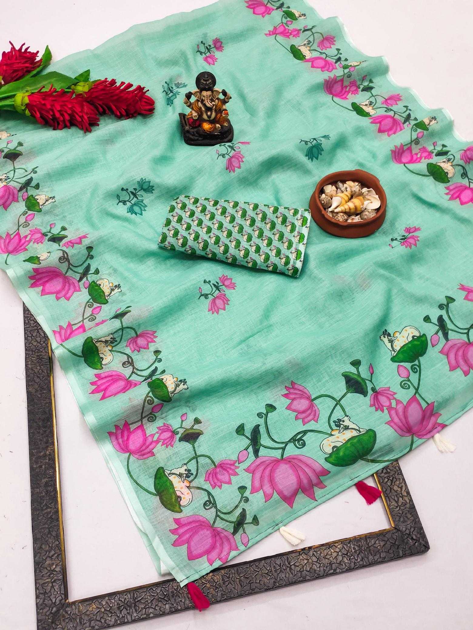 Ynf Linen RIN183 RANGDARI Sarees Wedding Collections Wholesale Printed Sarees Ikkat Saree Linen Sarees Manufacturer